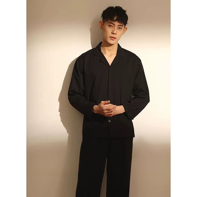 Men Black PJ Set: 100% Cotton Men's Pyjamas, Minimalist Men Soft Loungewear, Soft and comfy Sleepwear