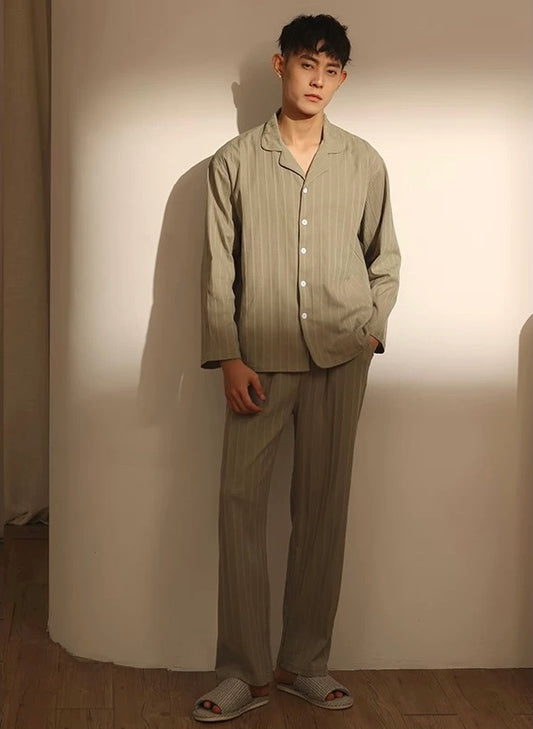 Green Men PJ Set: 100% Cotton Men's Pyjamas, Minimalist Men Loungewear, Men Lounge For Trip, Soft and comfy Sleepwear