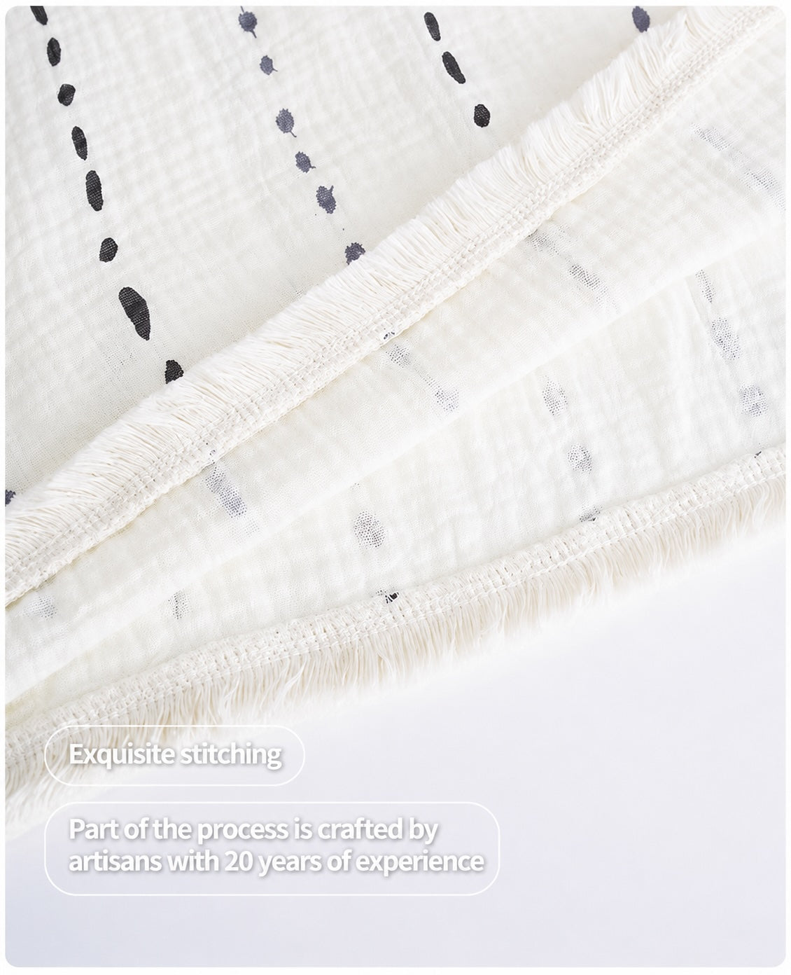 Ivory Dotted Stripe Cotton Gauze Maxi Dress