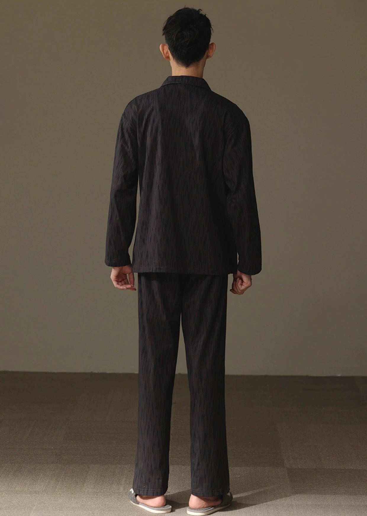 Men Black PJ Set: 100% Cotton Men's Pajamas, Minimalist Men Loungewear, Cozy Sleepwear For Men, Handmade Gift For Him