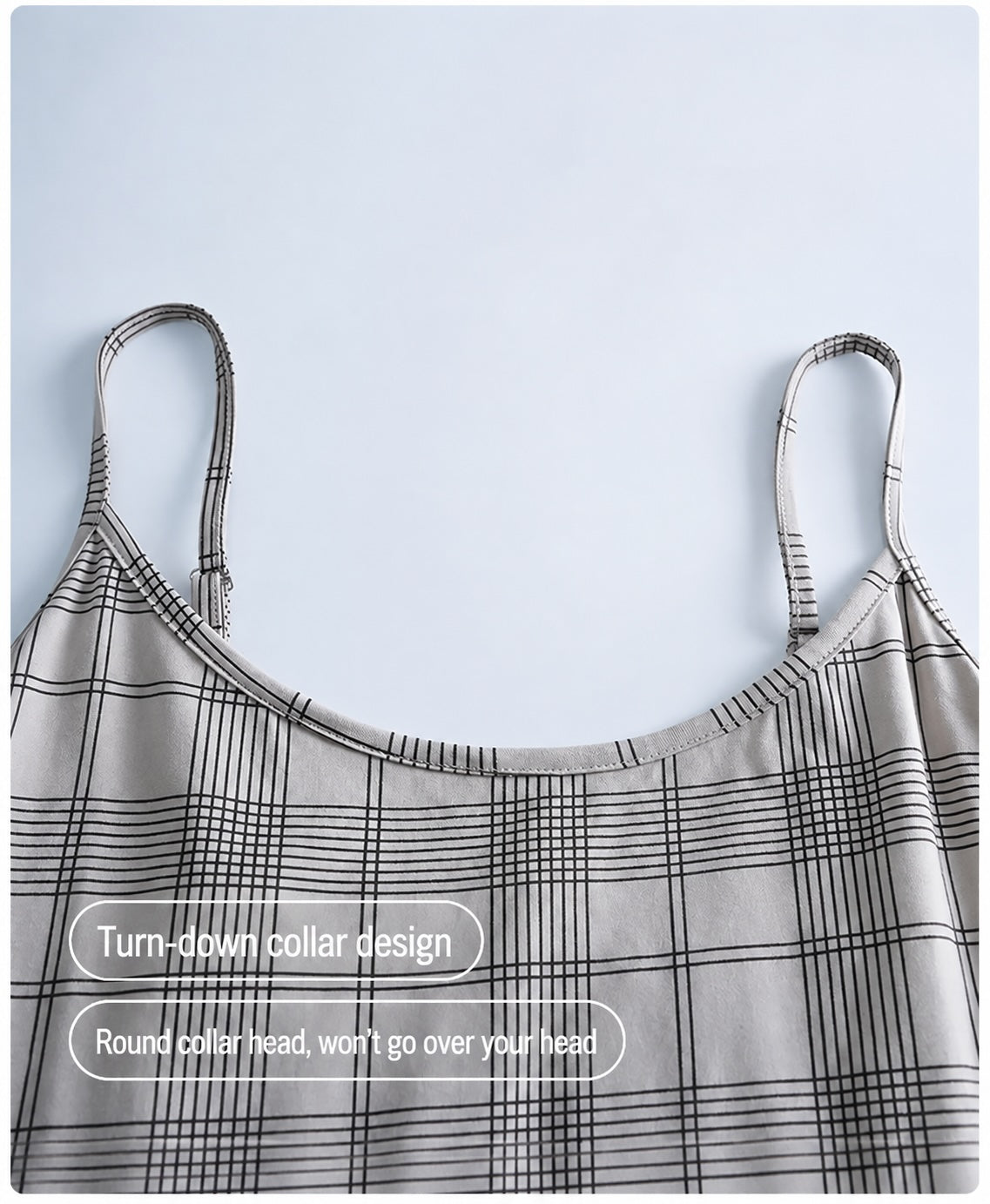 Relaxed Gray Plaid Spaghetti Strap Maxi Dress
