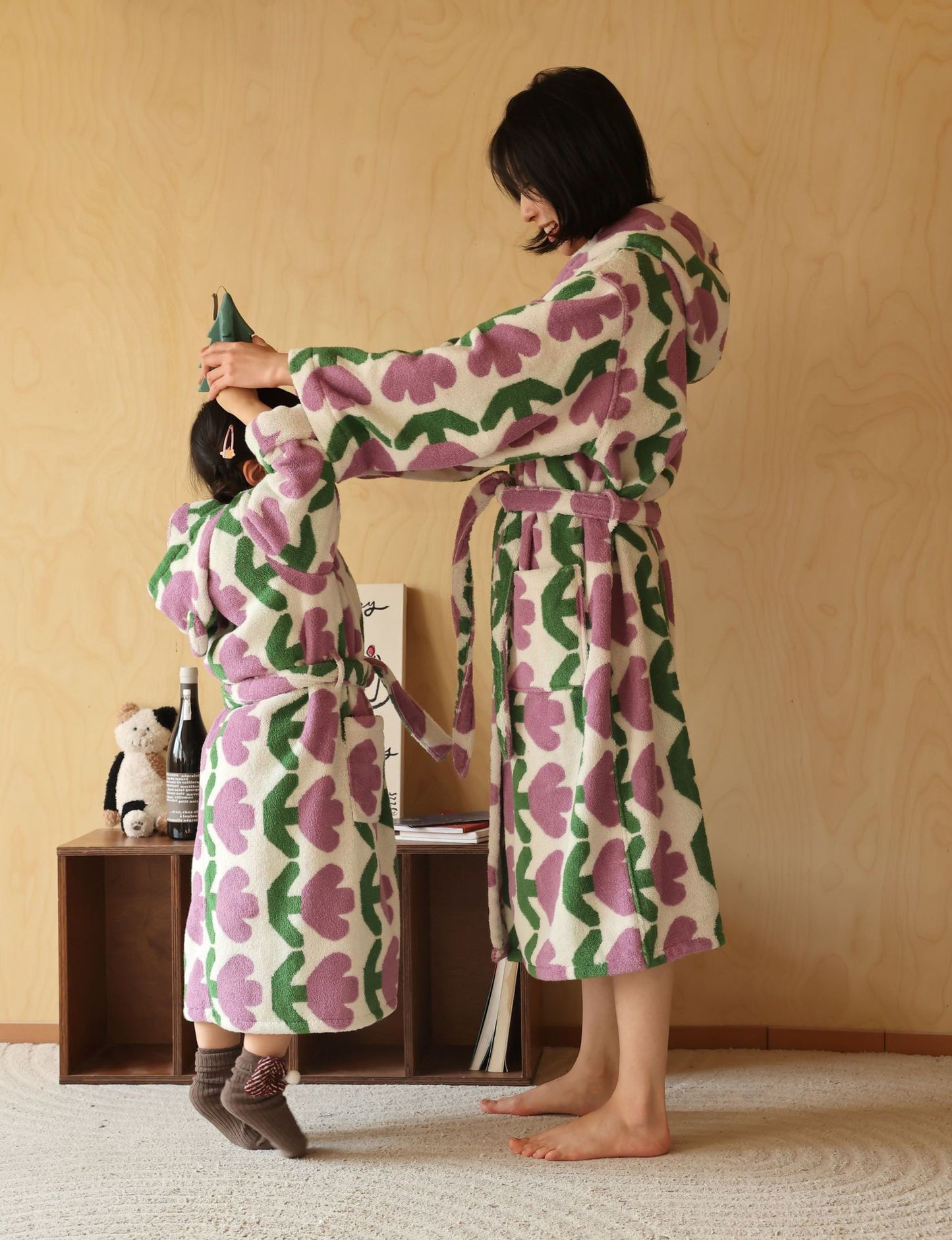 Family Matching Cotton Bathrobe – Parent & Child Cozy Homewear