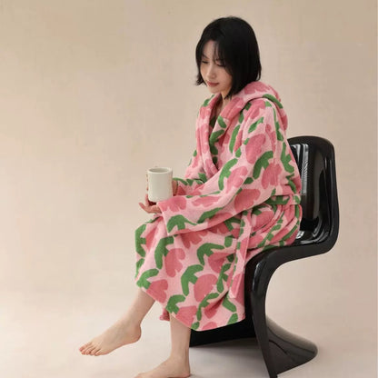 Matching Parent Child Cotton Bathrobe, Soft Hooded Family Robe for Daily Home Wear