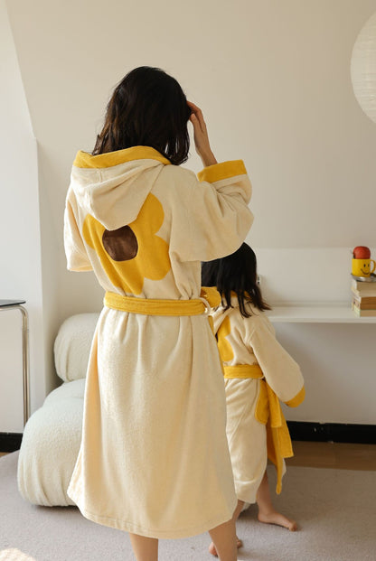 Family Matching Cotton Bathrobe | Soft Yellow Parent & Child Robe