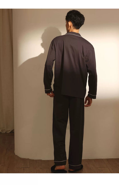 Charcoal Gray Men's PJ Set: 100% Cotton Pyjamas, Minimalist Shirt and Pants for Men, Perfect for Travel, Gift For Him