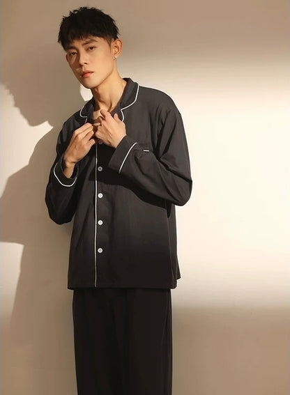 Charcoal Gray Men's PJ Set: 100% Cotton Pyjamas, Minimalist Shirt and Pants for Men, Perfect for Travel, Gift For Him