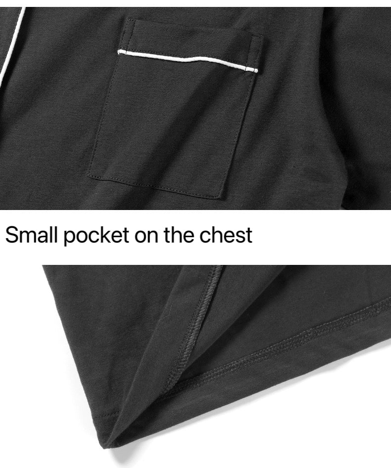Charcoal Gray Men's PJ Set: 100% Cotton Pyjamas, Minimalist Shirt and Pants for Men, Perfect for Travel, Gift For Him