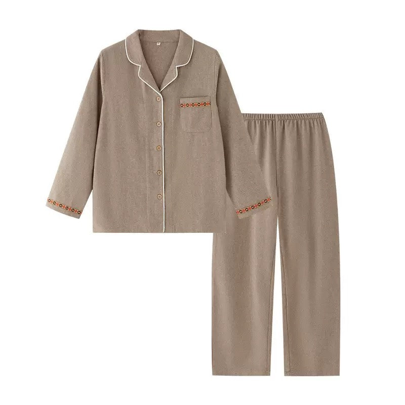 Brushed Cotton Light Coffee Matching Couple Pajama Set