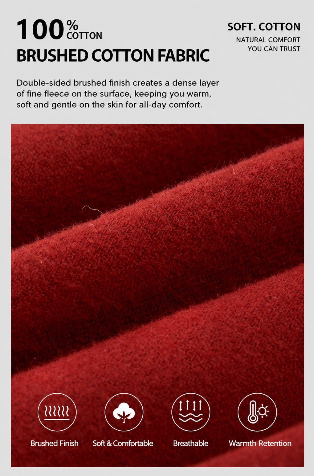 Burgundy Red Brushed Cotton Pajama Set for Couples
