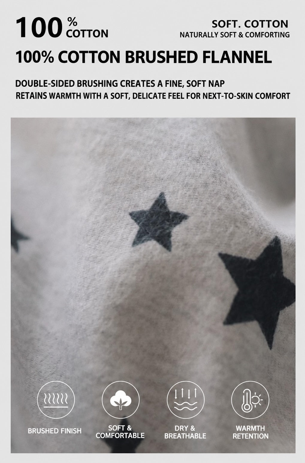 Pink Gray Star Brushed Cotton Pajama Set for Couples - view 10