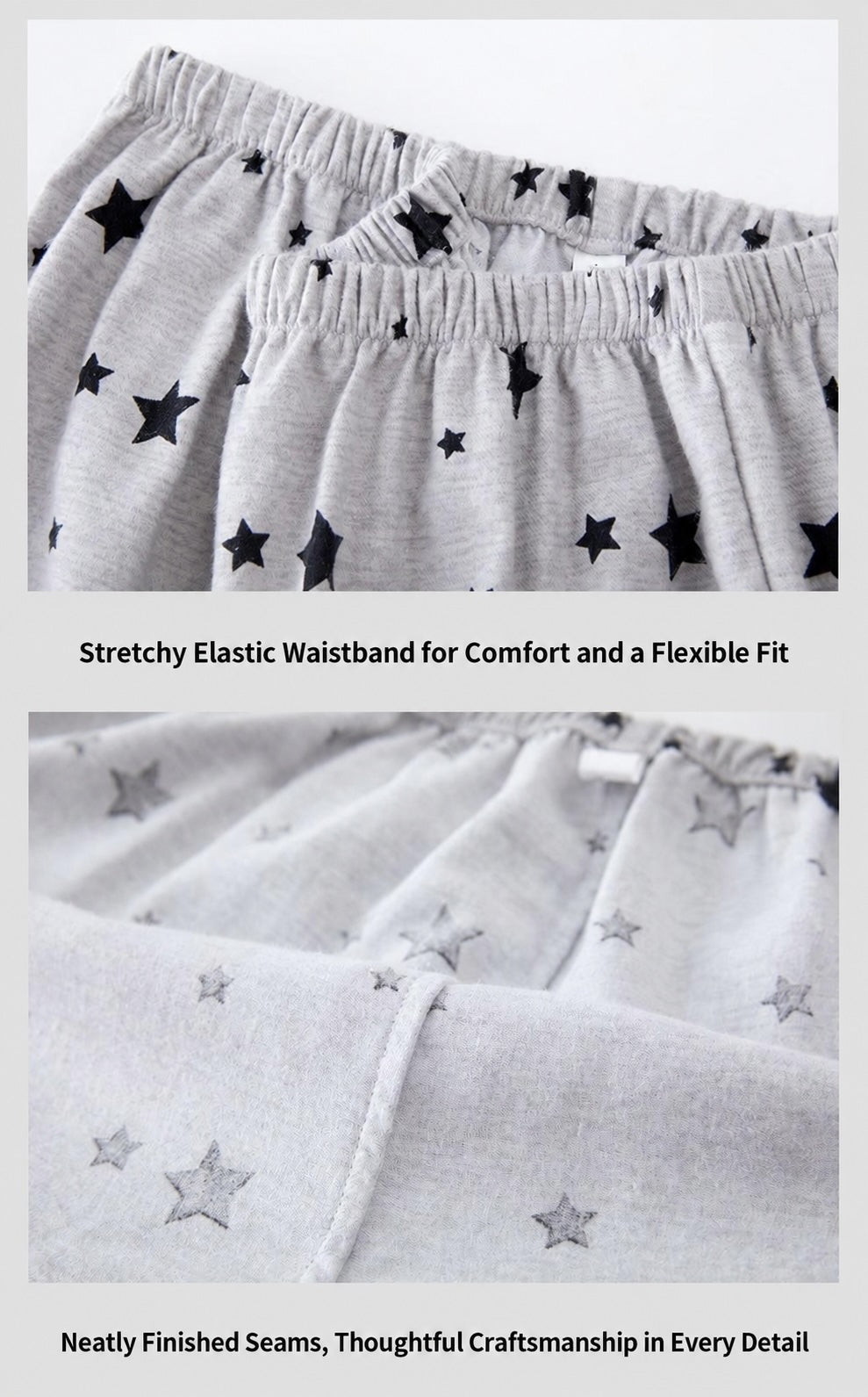 Pink Gray Star Brushed Cotton Pajama Set for Couples - view 12