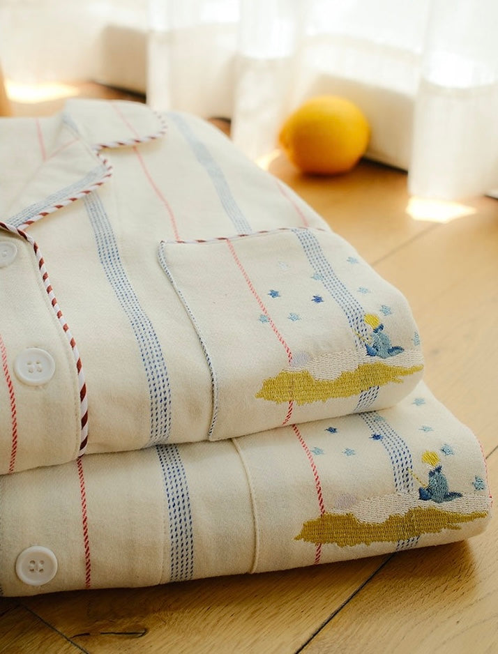 Matching Cotton Flannel Couple Pajamas | Soft Striped His and Hers Sleepwear