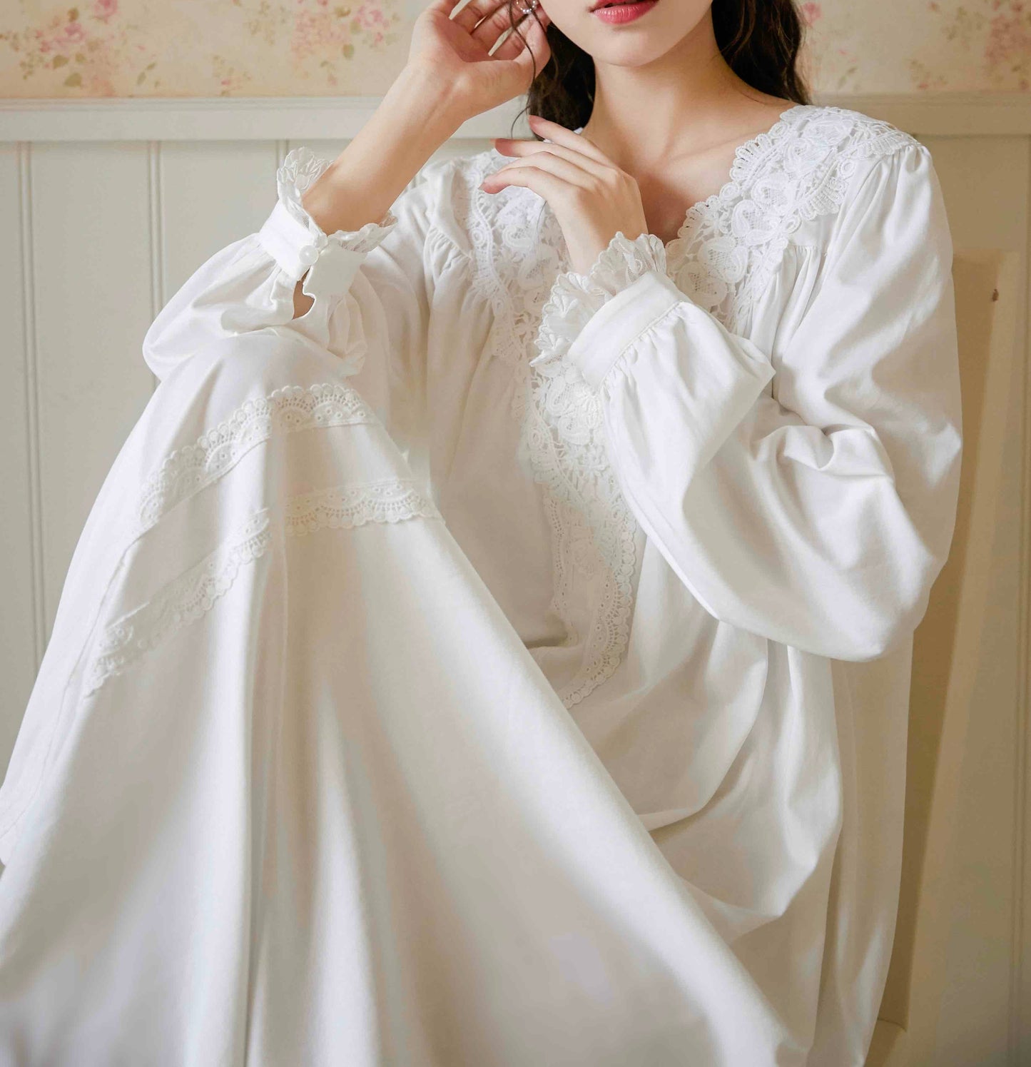 Timeless White Dress – Vintage Victorian Nightgown, Cotton Loungewear, Bridal Nightgown, Cotton Nightie