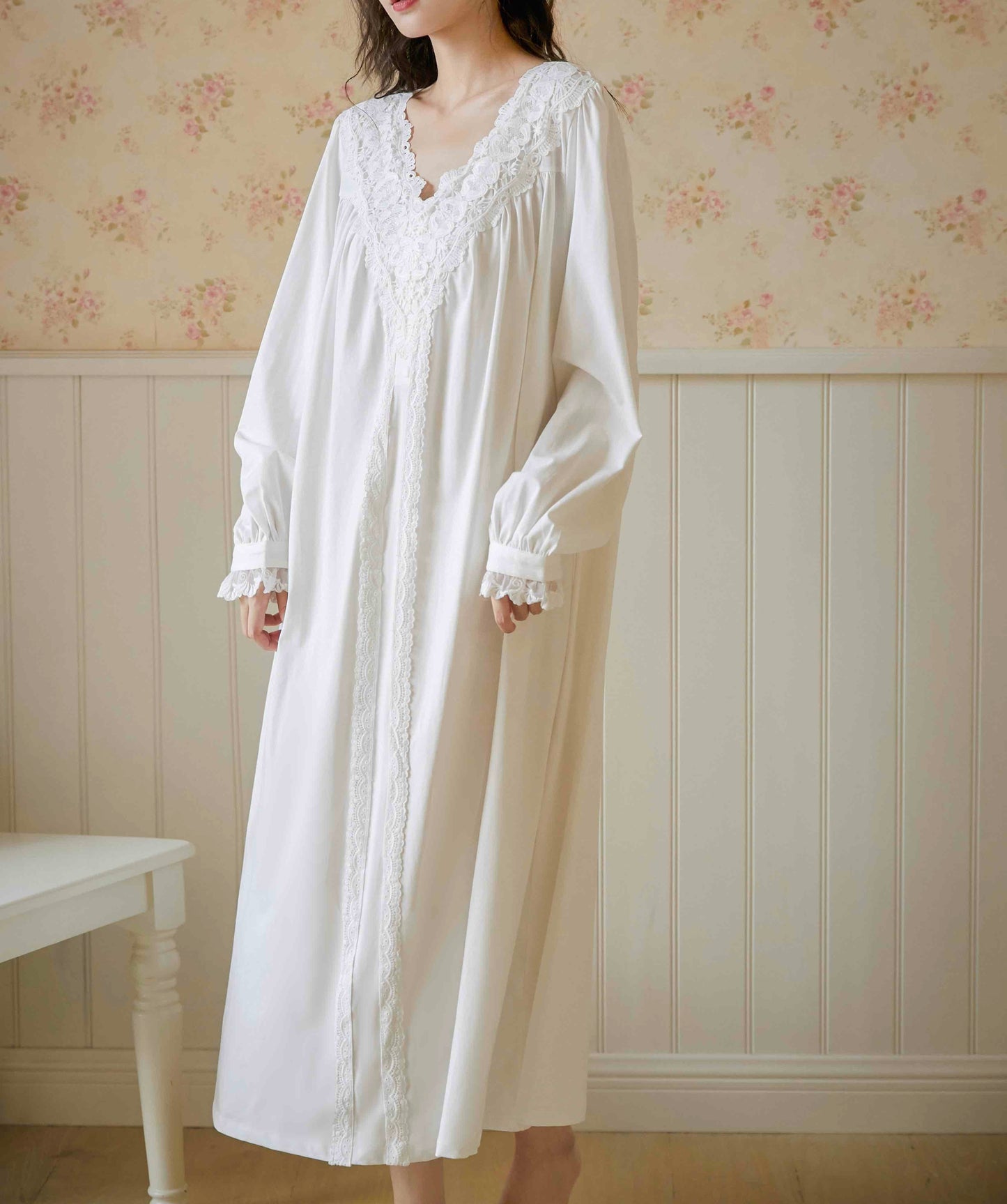 Timeless White Dress – Vintage Victorian Nightgown, Cotton Loungewear, Bridal Nightgown, Cotton Nightie
