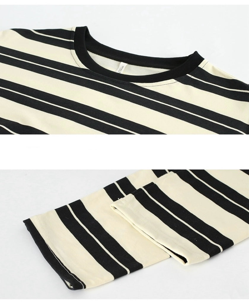 Classic striped dress, Minimalist loungewear, Comfortable Cotton Nightie, Pure Cotton Nightgown, Casual Outfit