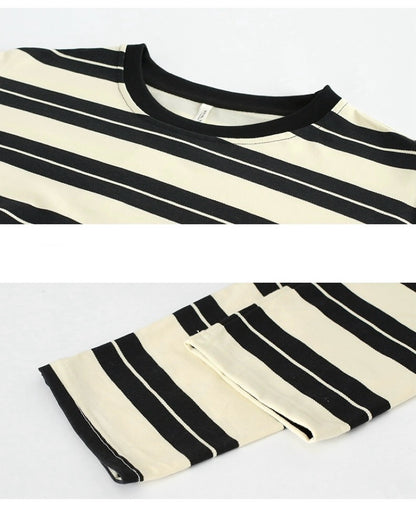 Classic striped dress, Minimalist loungewear, Comfortable Cotton Nightie, Pure Cotton Nightgown, Casual Outfit