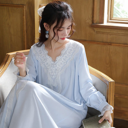 Graceful Green V-Neck Dress, A Vintage Victorian Nightgown, Comfort and Timeless Elegance, Bridal Loungewear