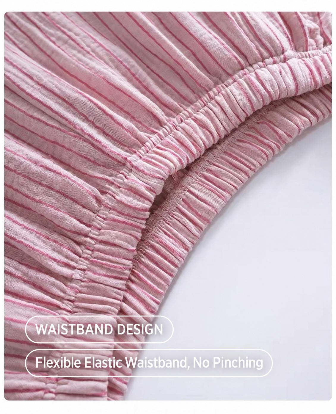 Pink Striped Double Gauze Sleepwear,  Women's Cotton Gauze Pajama Set