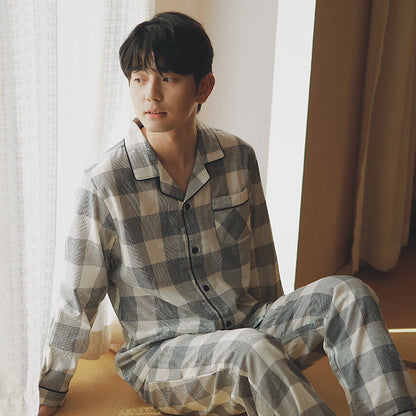 Plaid pattern matching pajamas, Couple Pajymas, Classic minimalist clothing, 100% cotton PJS
