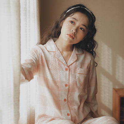 Plaid pattern matching pajamas, Couple Pajymas, Classic minimalist clothing, 100% cotton PJS
