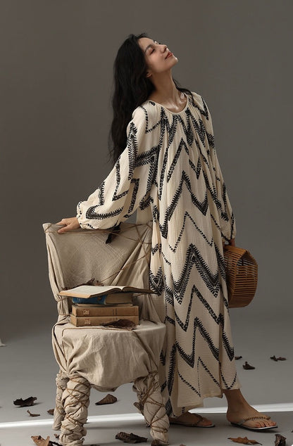 Cotton Boho Loungewear Maxi Dress