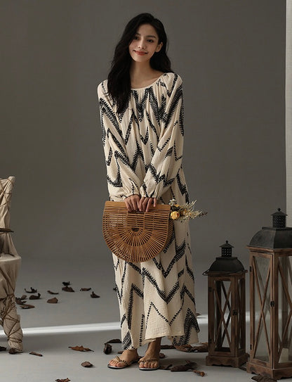 Cotton Boho Loungewear Maxi Dress