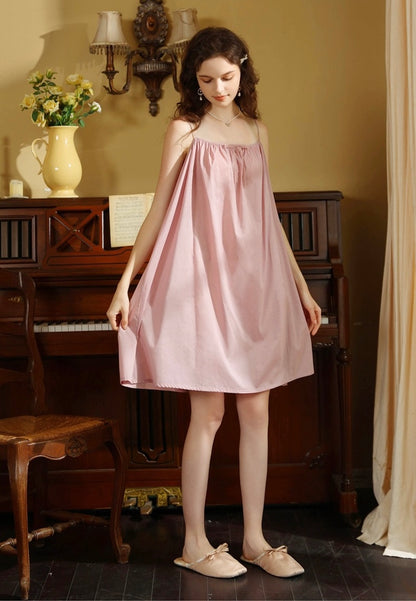 Pink Cotton short Slip Dress with delicate spaghetti straps