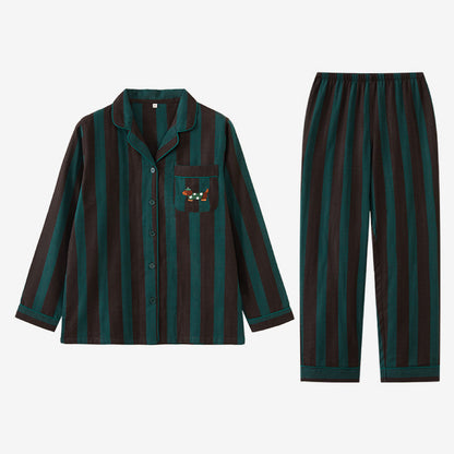 Matching Couple Cotton Pajamas Set with Puppy Embroidery
