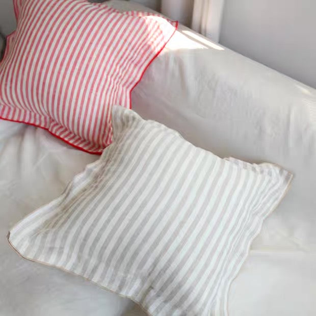 Striped Linen Pillow Cover with Contrast Piping detail view 6 from Etcozy