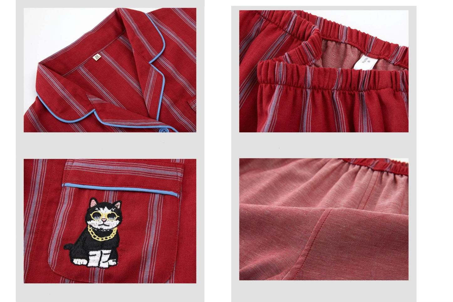 Couple Cotton Pajamas Set – Summer Short Sleeve Striped Sleepwear Gift