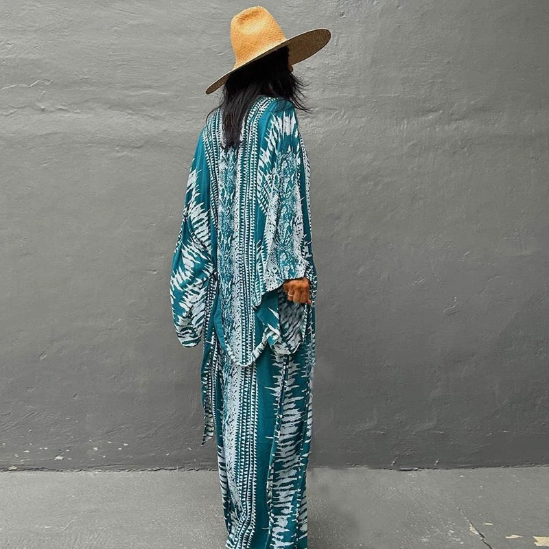 Boho Kimono Cover Up Women’s Long Beach Cardigan | Summer Swimwear Robe