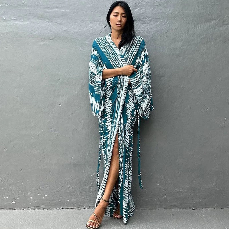 Boho Kimono Cover Up Women’s Long Beach Cardigan | Summer Swimwear Robe