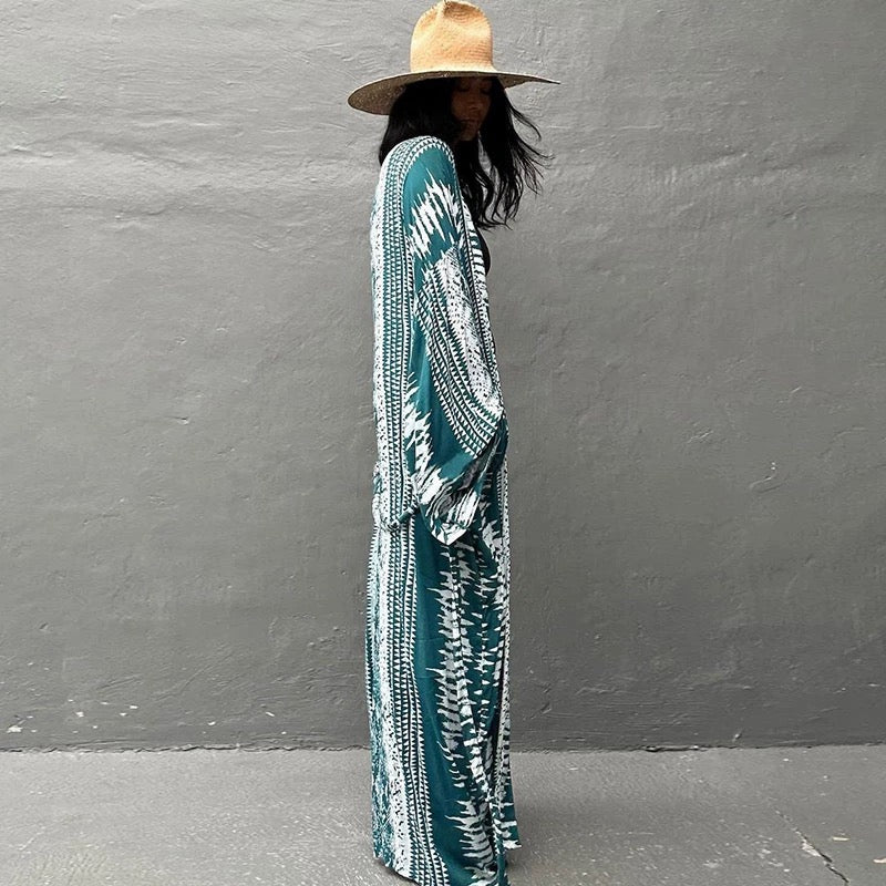 Boho Kimono Cover Up Women’s Long Beach Cardigan | Summer Swimwear Robe