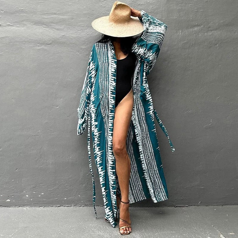 Boho Kimono Cover Up Women’s Long Beach Cardigan | Summer Swimwear Robe