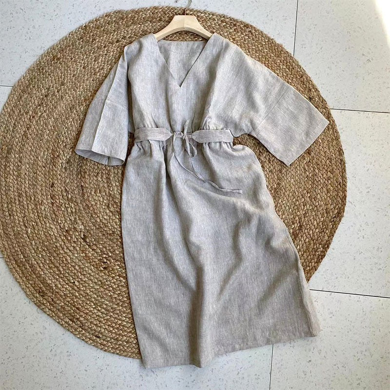 Pure Linen Oversized Dress for Women – Custom Size & Color, Summer Minimalist Outfit
