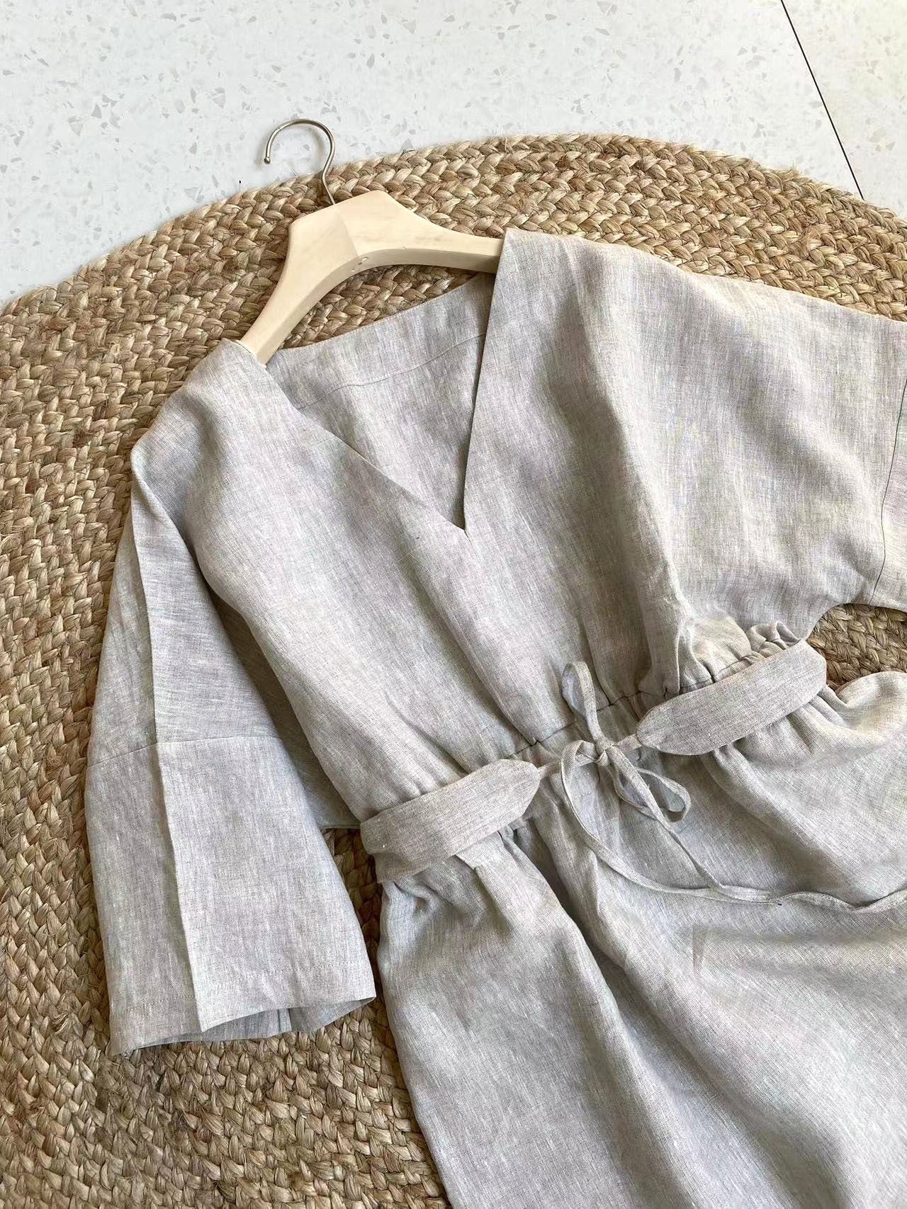 Pure Linen Oversized Dress for Women – Custom Size & Color, Summer Minimalist Outfit