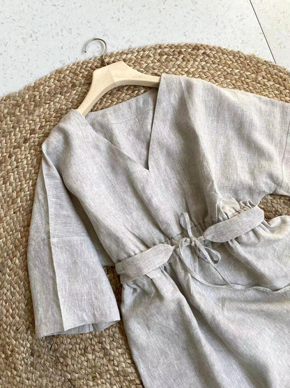 Pure Linen Oversized Dress for Women – Custom Size & Color, Summer Minimalist Outfit