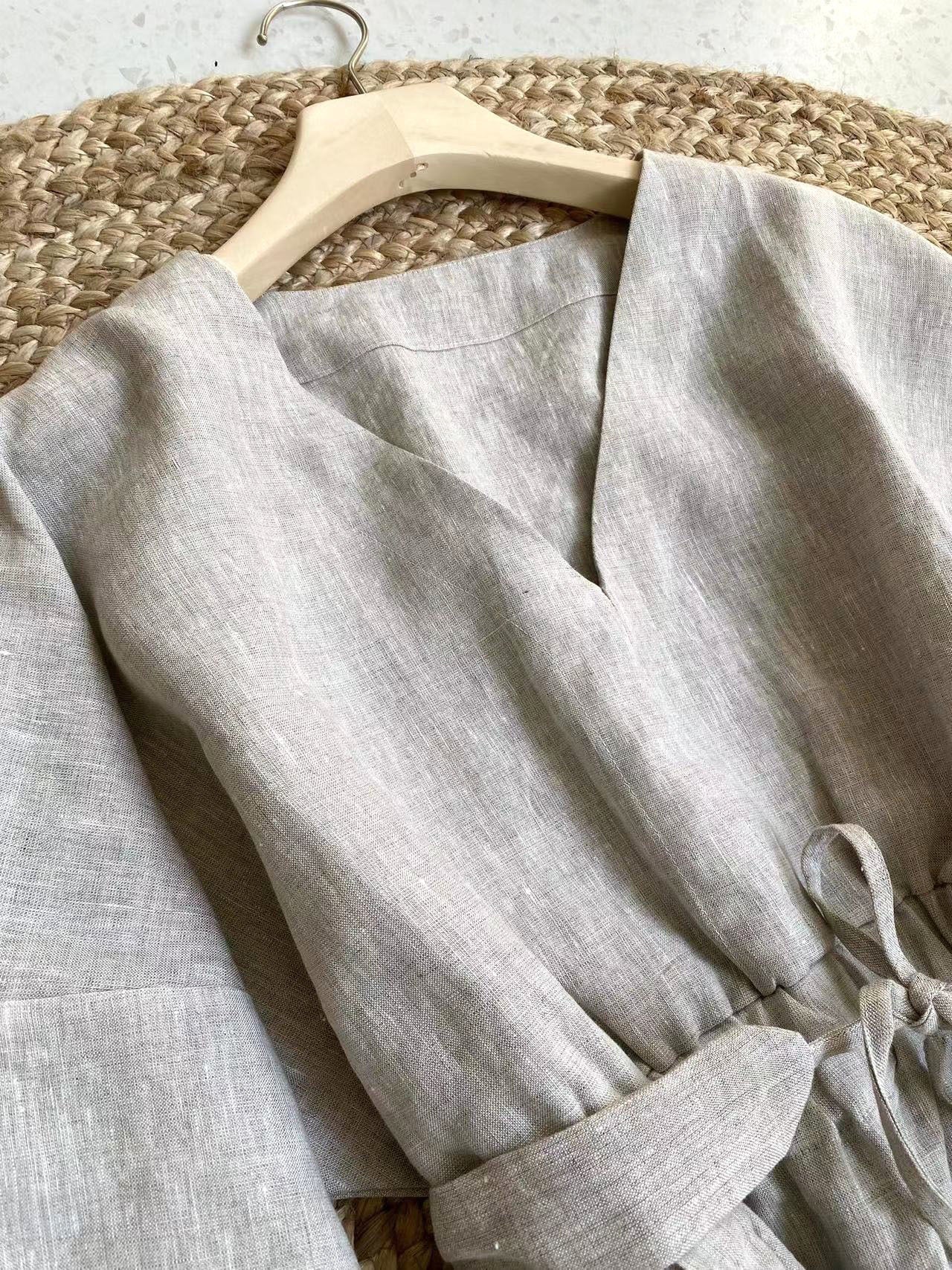 Pure Linen Oversized Dress for Women – Custom Size & Color, Summer Minimalist Outfit