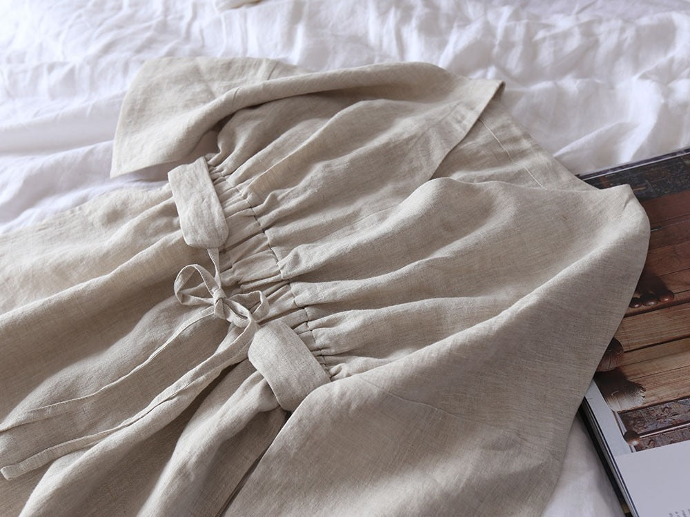 Pure Linen Oversized Dress for Women – Custom Size & Color, Summer Minimalist Outfit