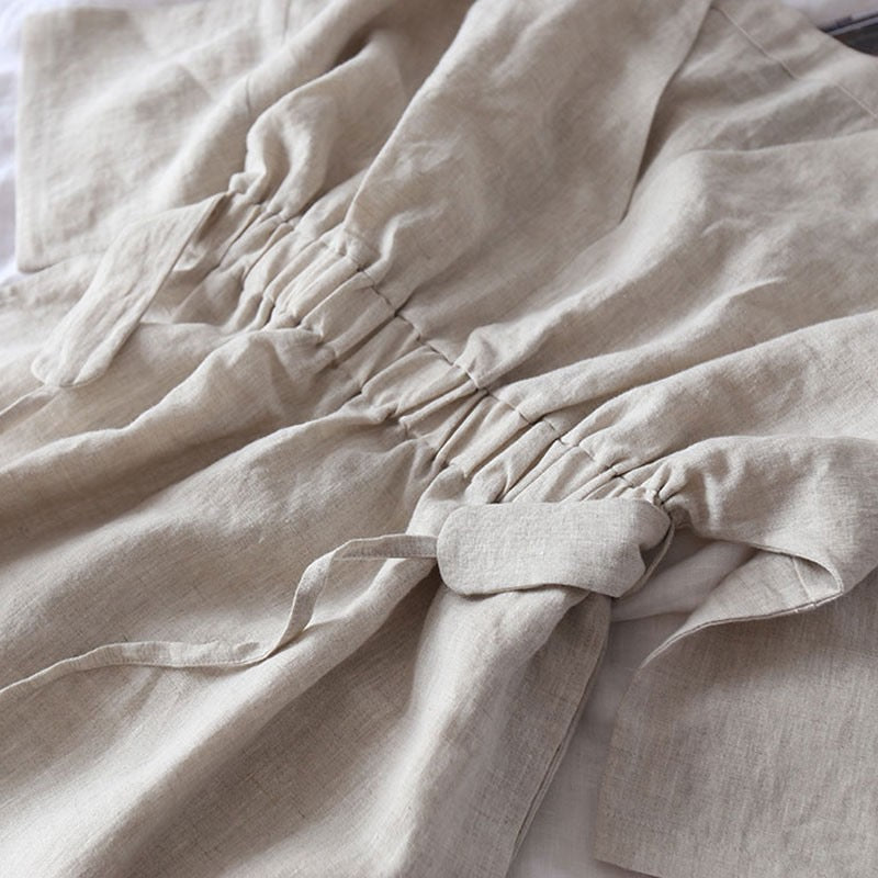 Pure Linen Oversized Dress for Women – Custom Size & Color, Summer Minimalist Outfit