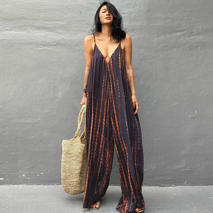 Boho Tie Dye Maxi Dress Jumpsuit | Women’s Beach & Vacation Outfit