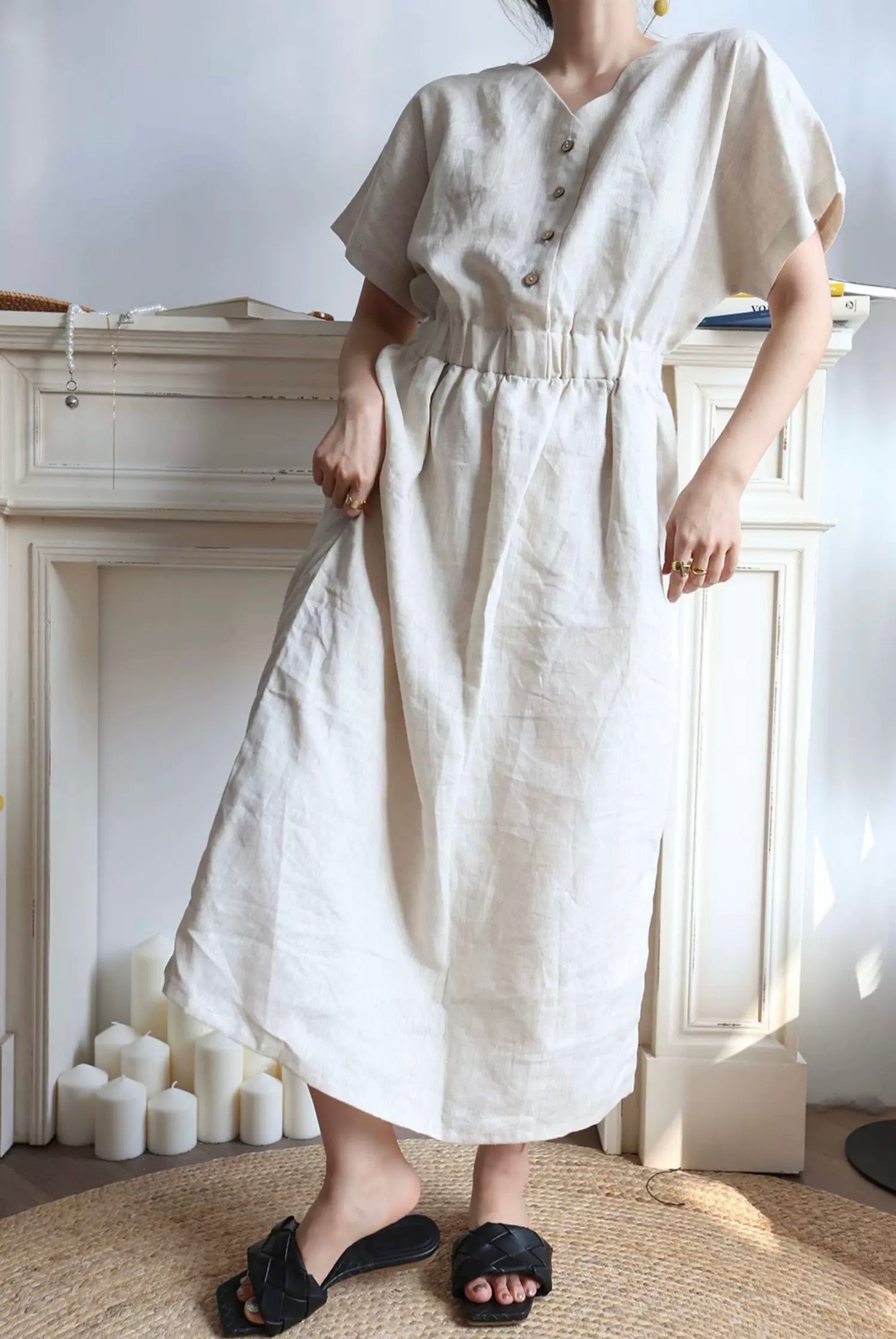 Handmade Linen Maxi Dress – Custom Color, Minimalist Slow Fashion Gift