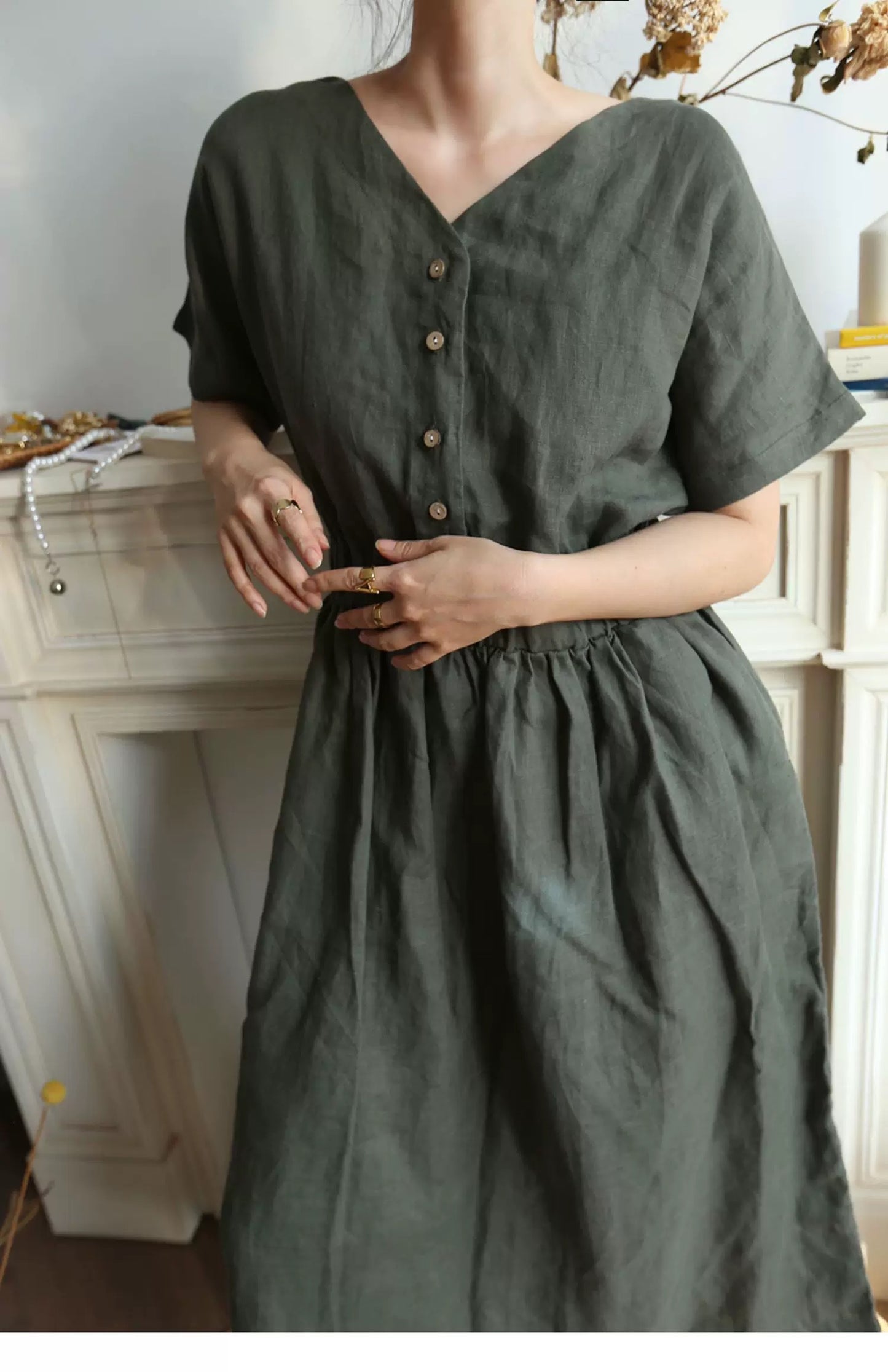 Handmade Linen Maxi Dress – Custom Color, Minimalist Slow Fashion Gift