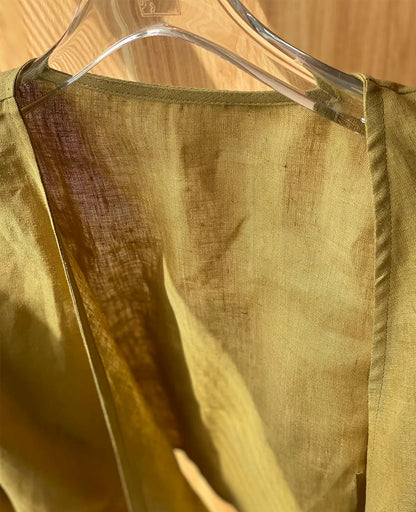 Custom Linen Wrap Blouse – Long Sleeve V-Neck, Made to Order