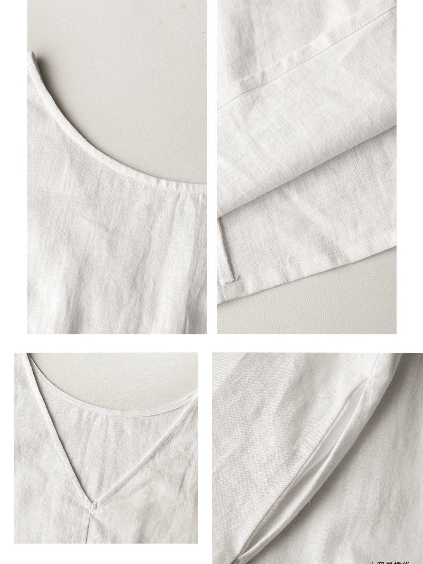 Handmade 100% Linen White Summer Dress – Minimalist Sleeveless A-Line