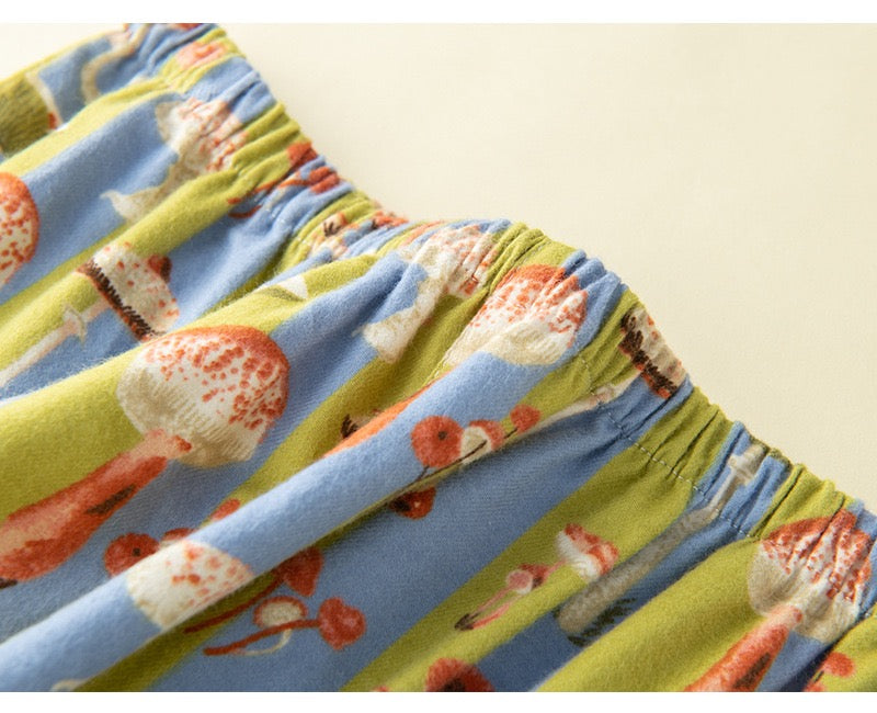 Mushroom print Women pajamas, Striped PJS, Bridesmaid proposal, Soft homewear, Loungewear for travel