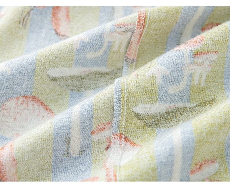 Mushroom print Women pajamas, Striped PJS, Bridesmaid proposal, Soft homewear, Loungewear for travel