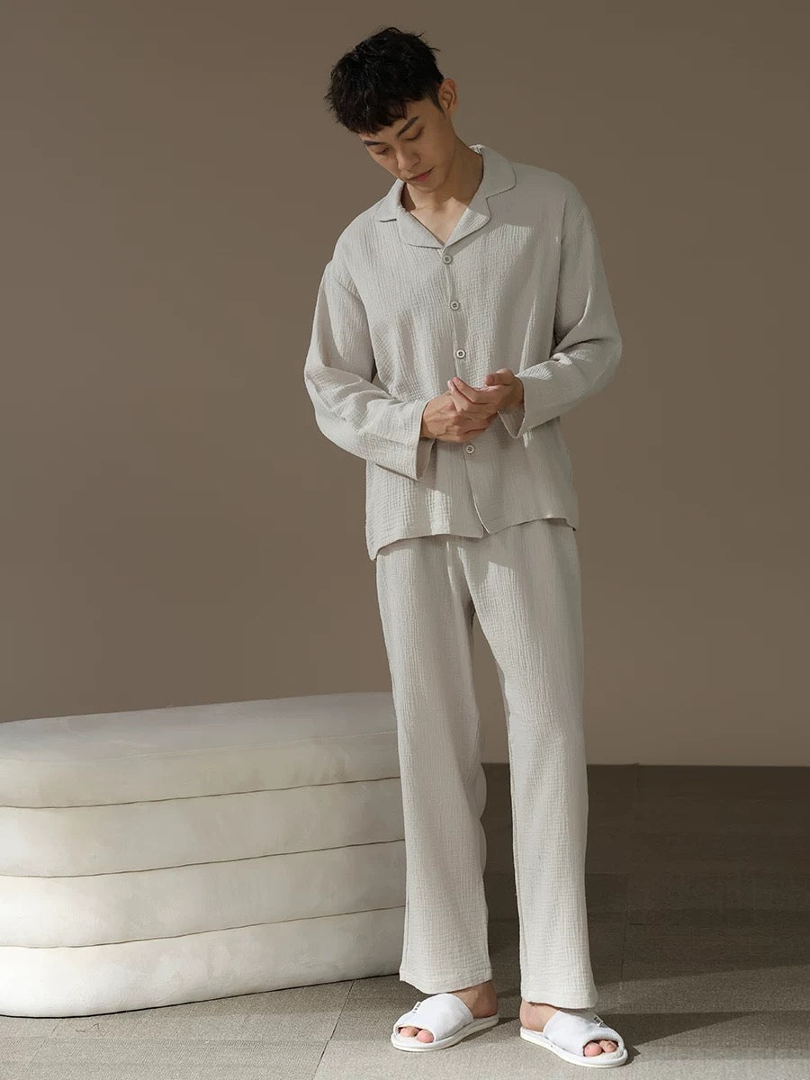 Men’s Cotton Loungewear Set – Breathable Pajamas with Pockets | Eco-Friendly Sleepwear