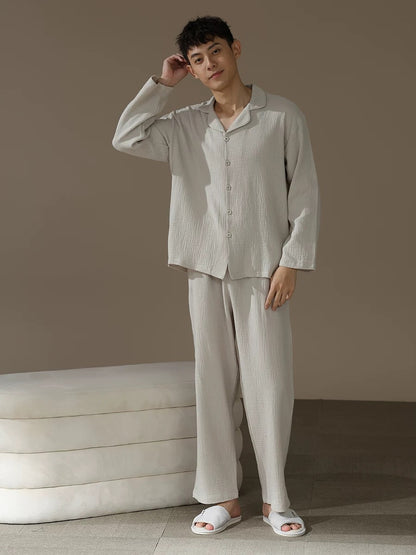 Men’s Cotton Loungewear Set – Breathable Pajamas with Pockets | Eco-Friendly Sleepwear