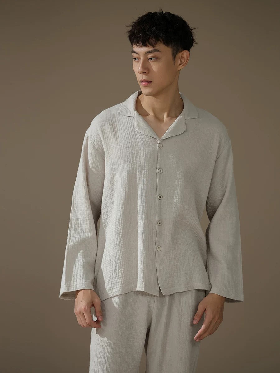 Men’s Cotton Loungewear Set – Breathable Pajamas with Pockets | Eco-Friendly Sleepwear